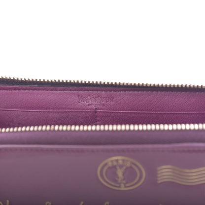 Saint Laurent Patent Y Mail Zip Around Wallet Purple 6 of 8