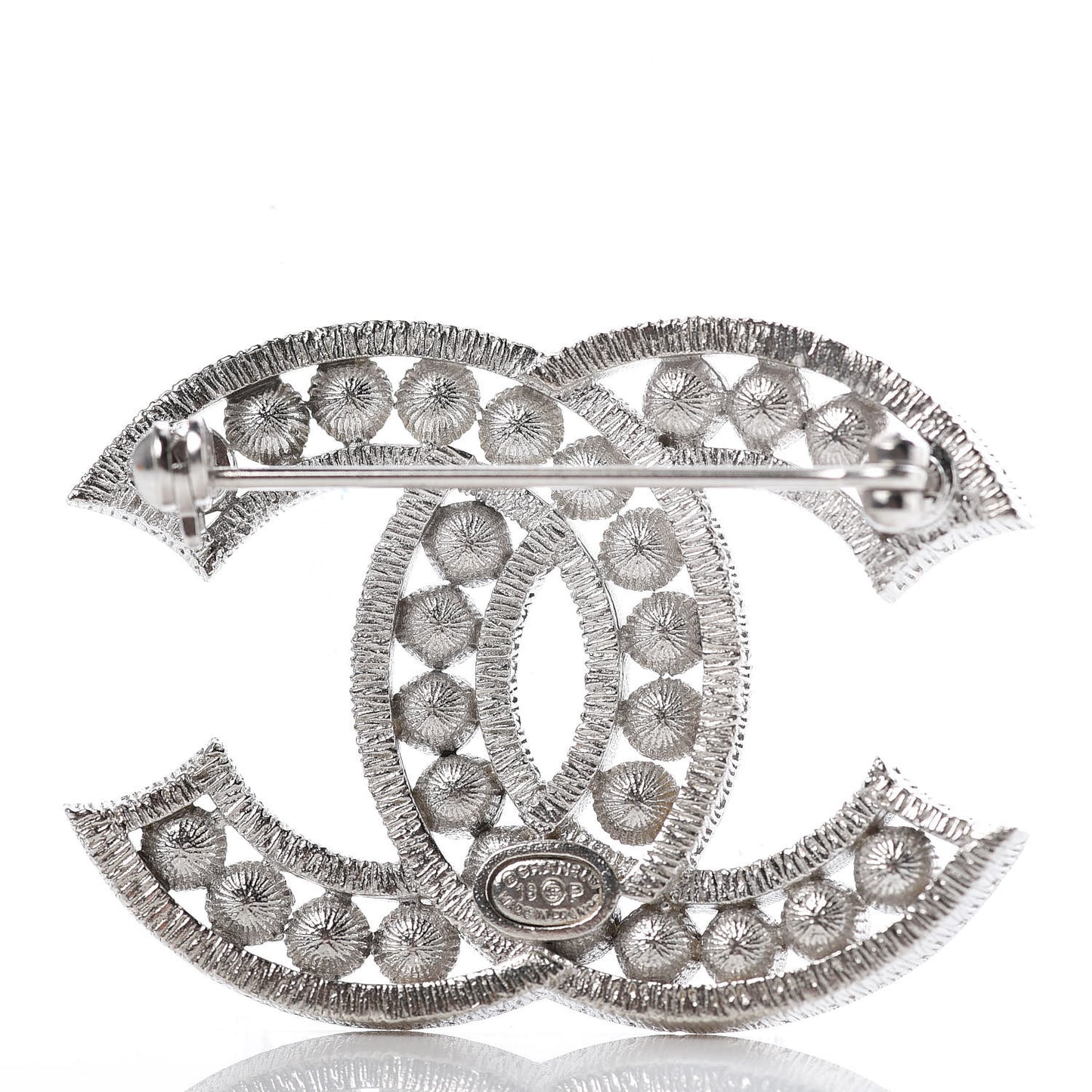 Pearl Crystal CC Brooch Gold