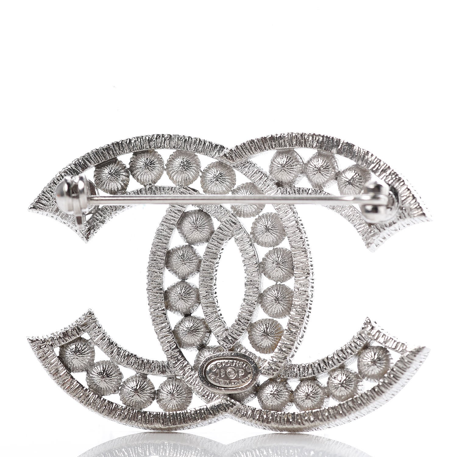 Chanel Pearl Crystal CC Brooch Gold 3 of 4