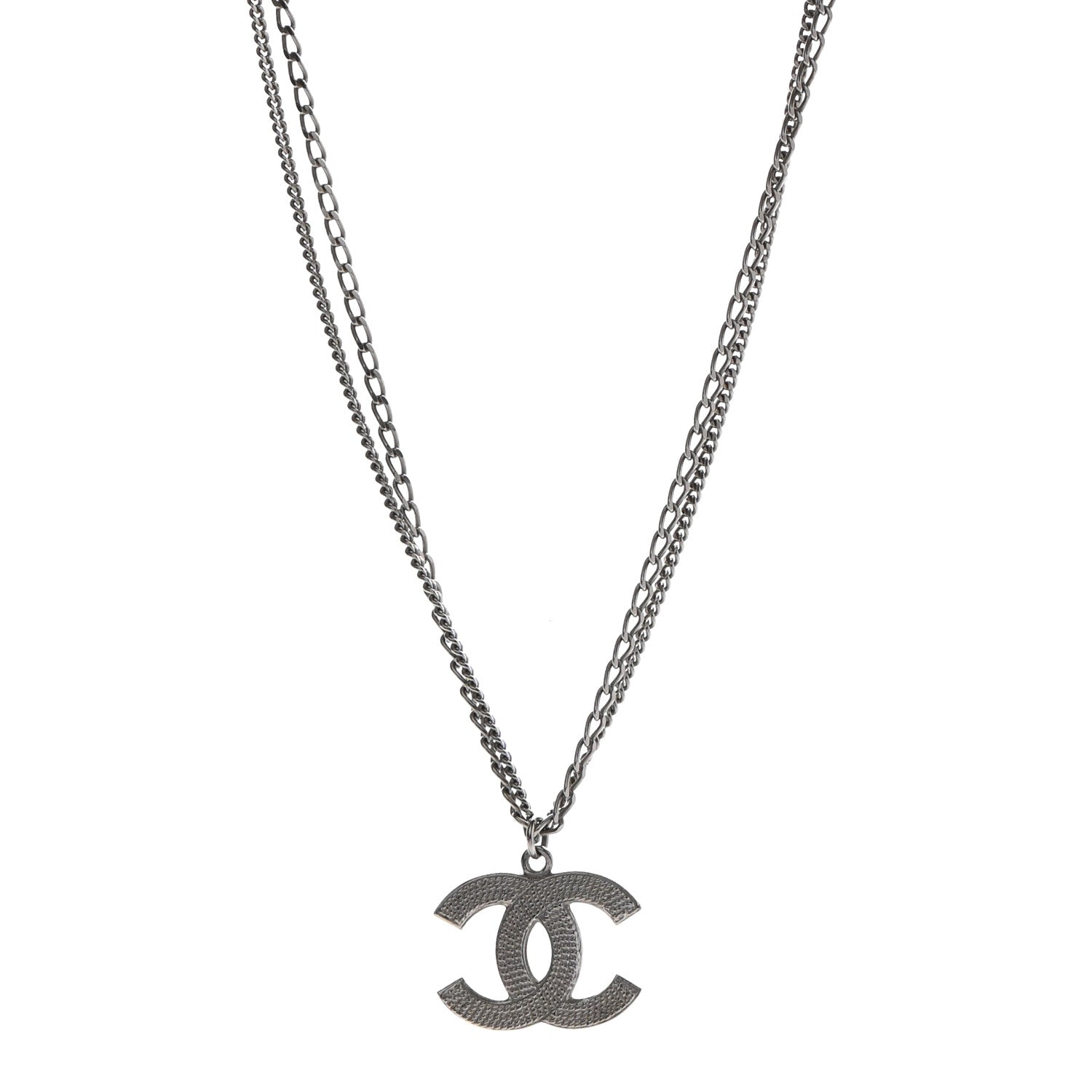Chanel Double Chain CC Necklace Silver 1 of 6