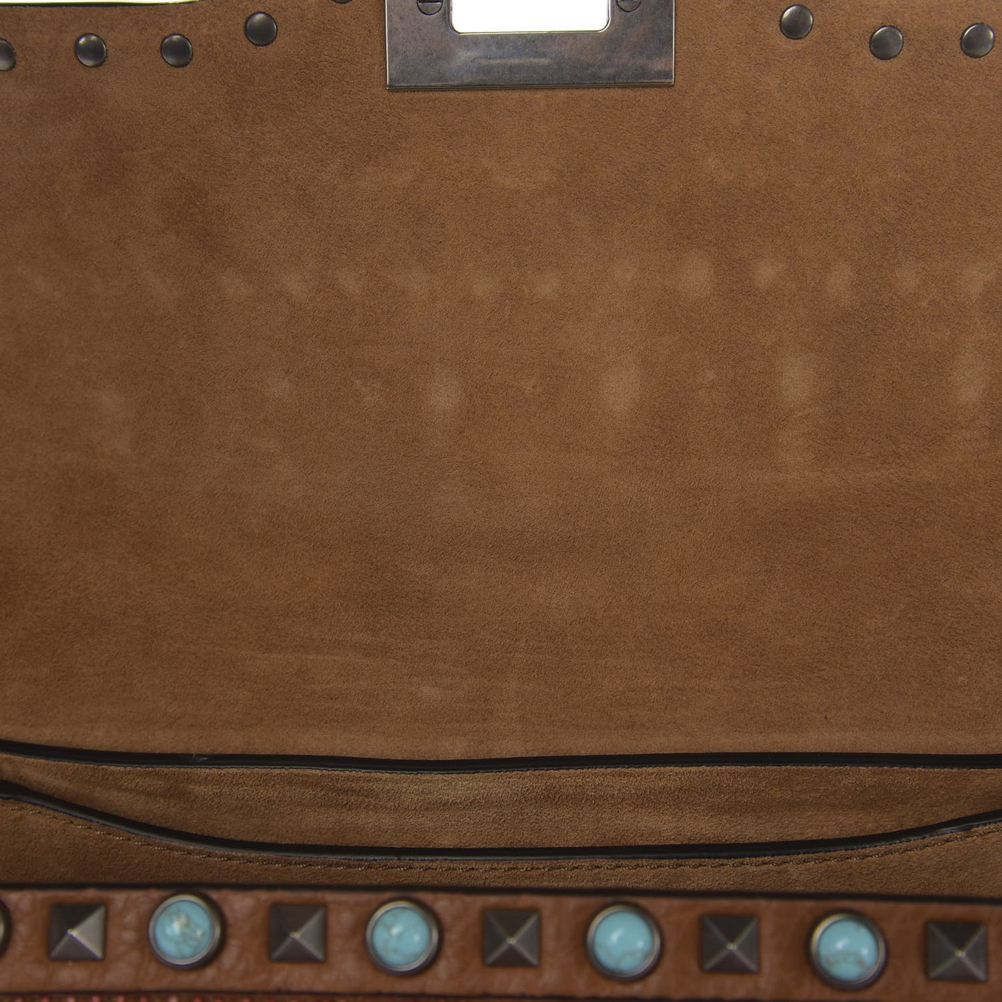 Calfskin Embroidered Medium Guitar Strap Rockstud Rolling Flap Saddle Bag Light Cuir