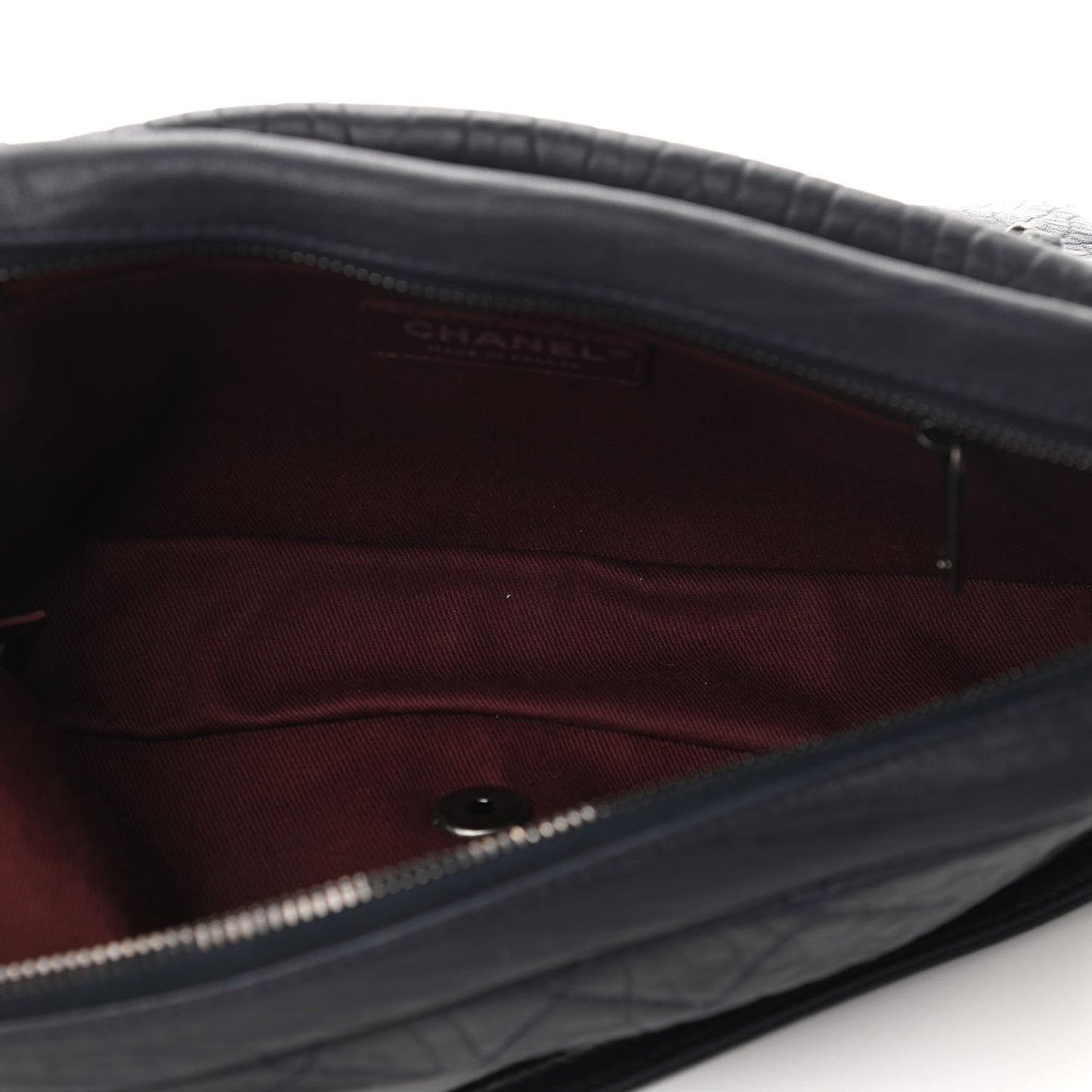 Sheepskin Quilted Medium Easy Flap Navy Blue