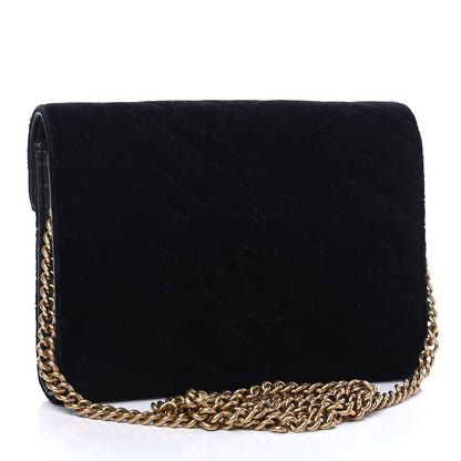 Gucci Velvet Matelasse GG Marmont Chain Wallet Black 2 of 5