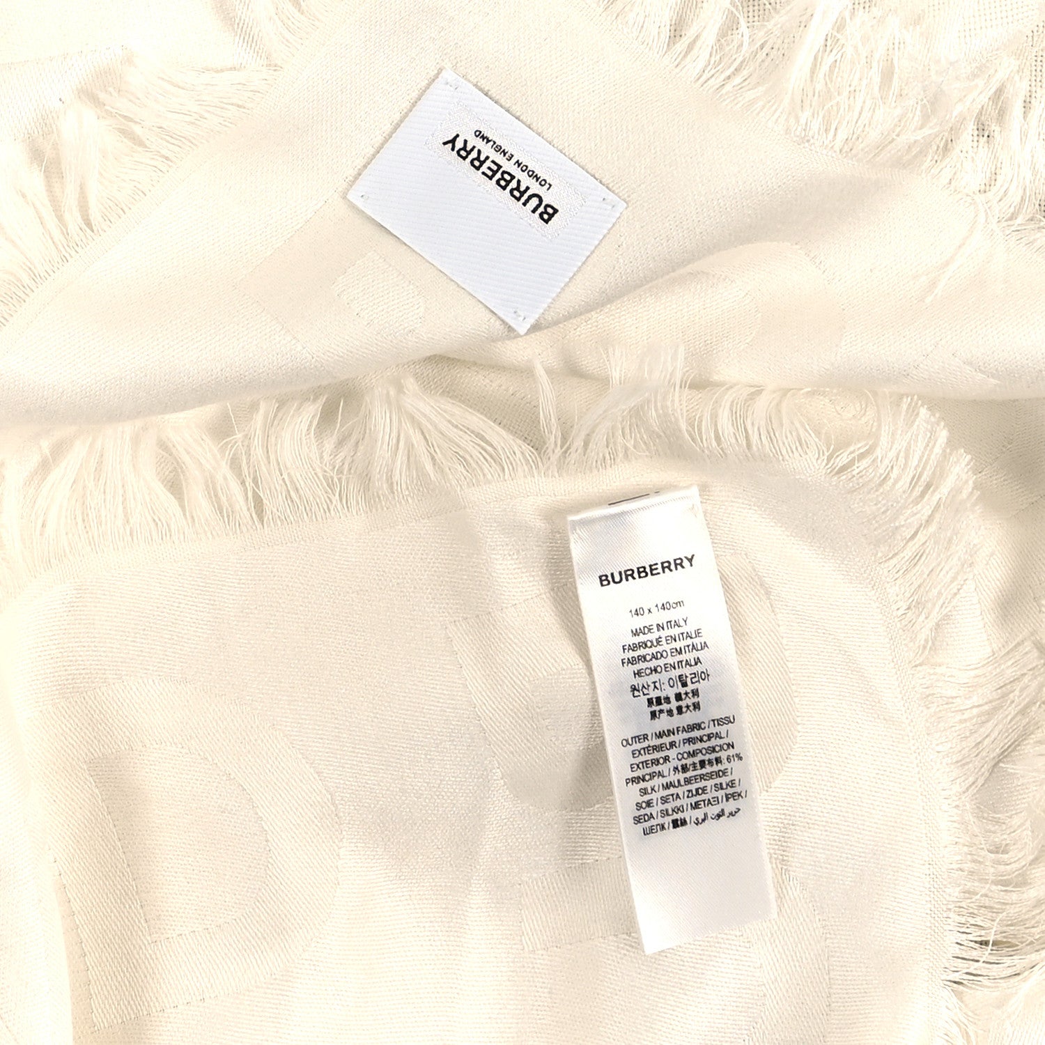 Burberry Silk Burberry England Graphic Square Scarf White Black 3 of 3