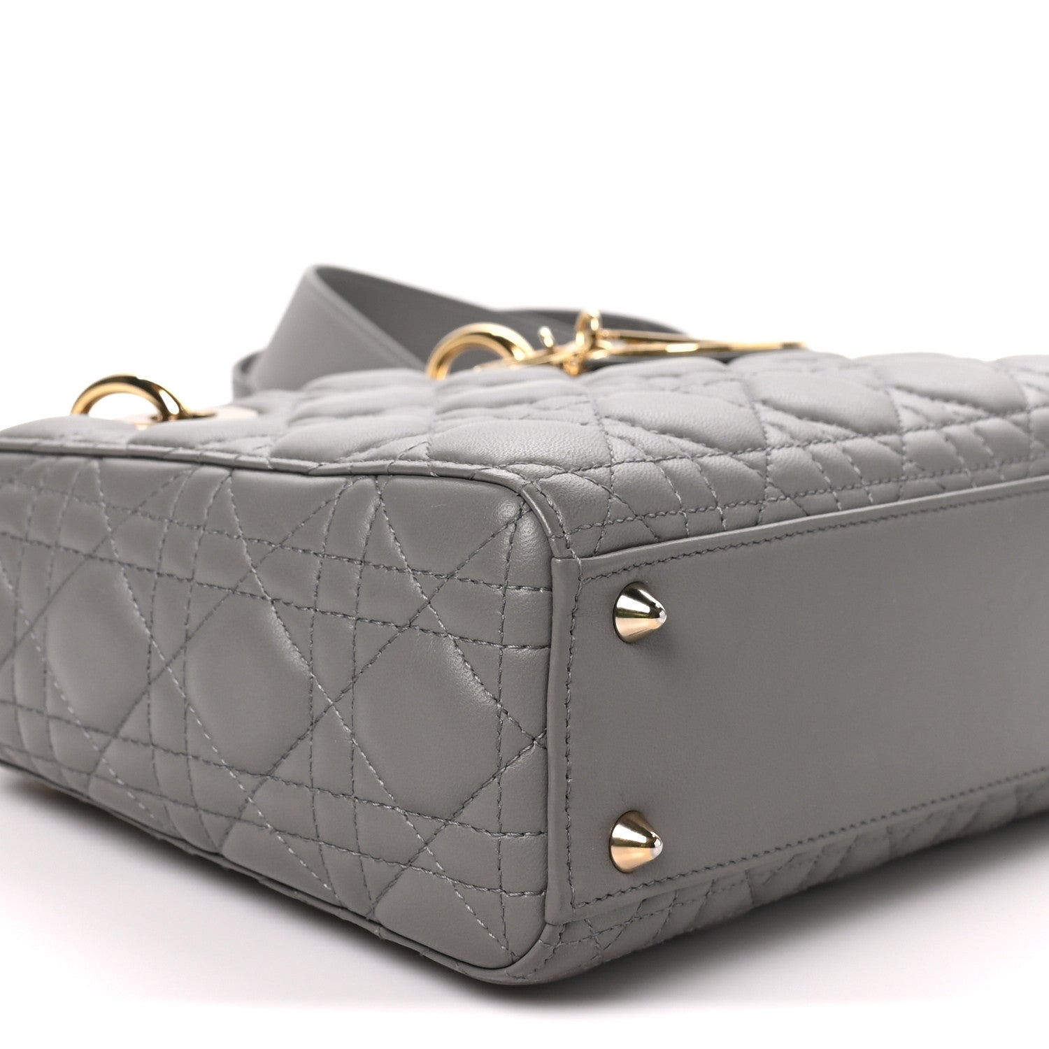 Christian Dior Lambskin Cannage Small My ABCDior Lady Dior Grey 9 of 10