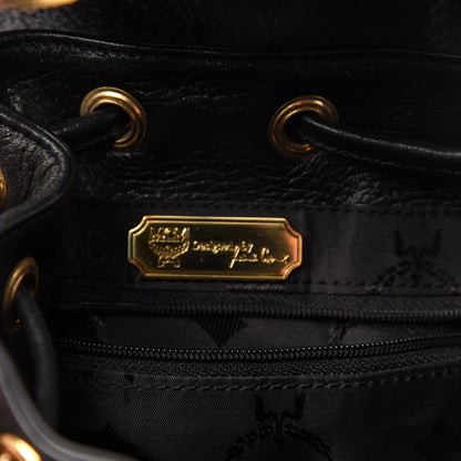 MCM Grained Calfskin Studded Drawstring Backpack Black 7 of 12