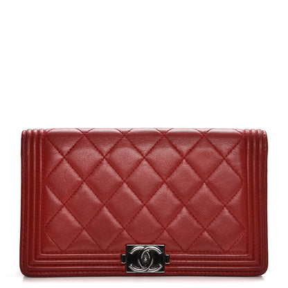 Chanel Lambskin Quilted Boy Yen Wallet Red 1 of 26