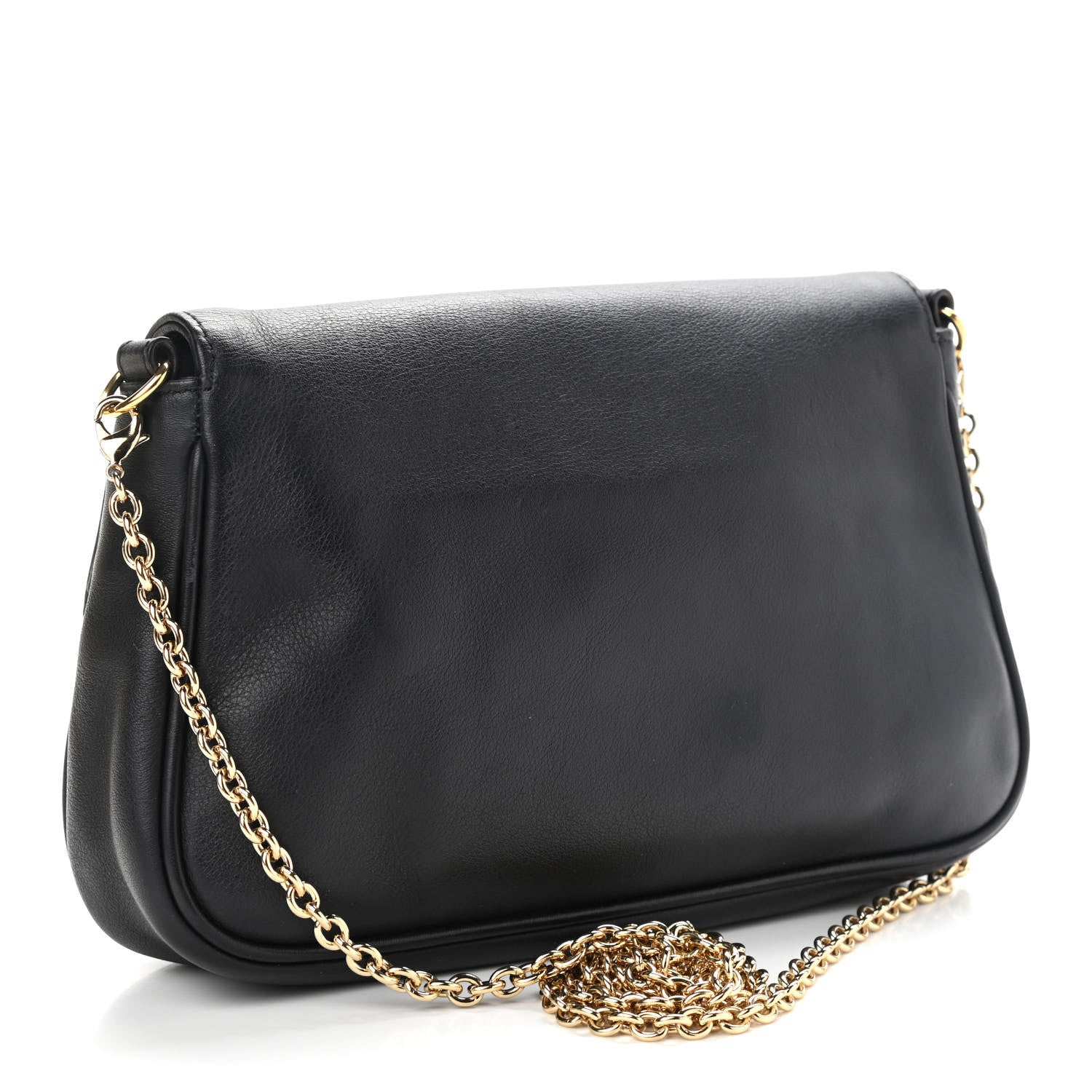 Fendi Vitello Flamingo Enamel Fendista Pouchette Crossbody Black 3 of 13