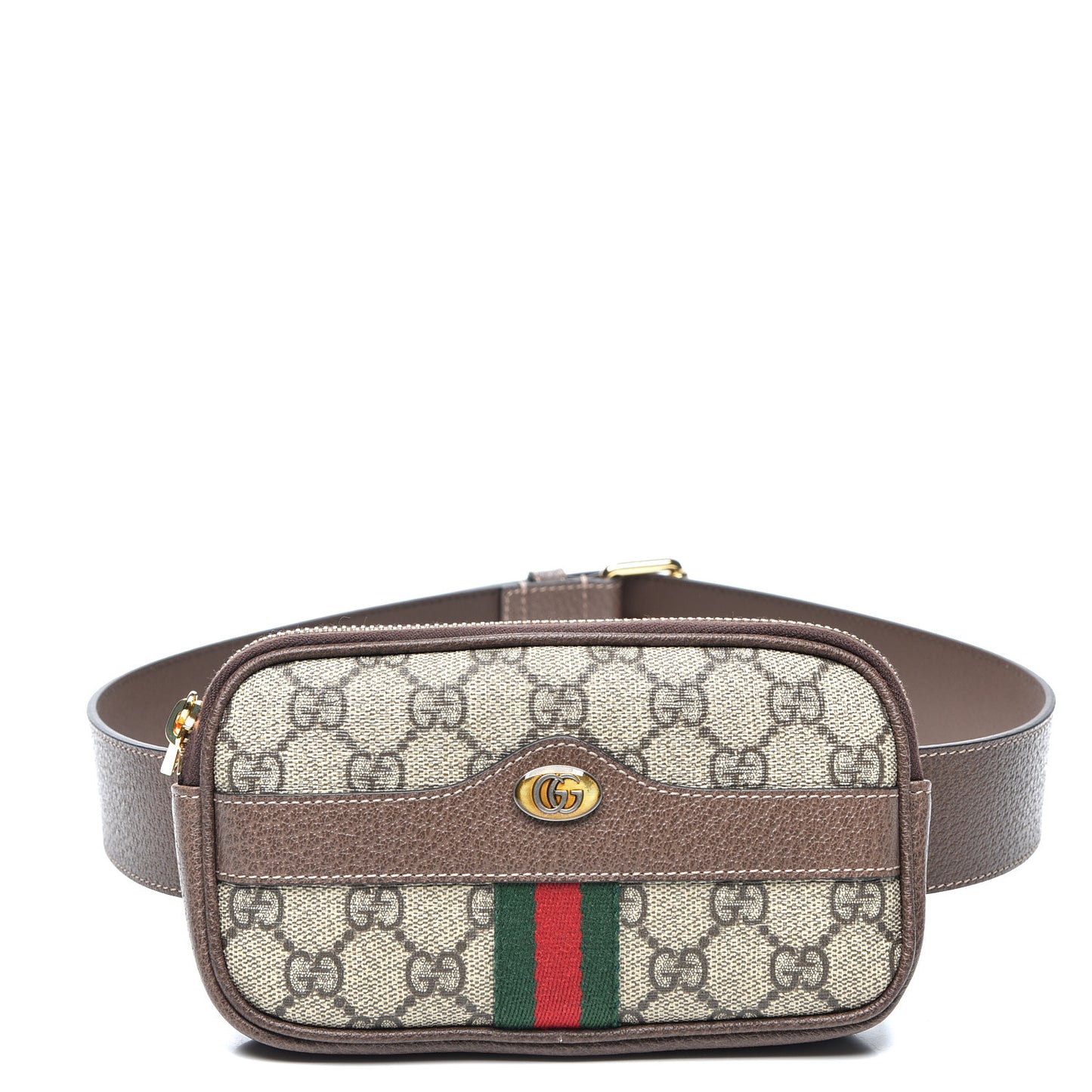 GG Supreme Monogram Web Small Ophidia Belt Bag 85 34 Dark Brown