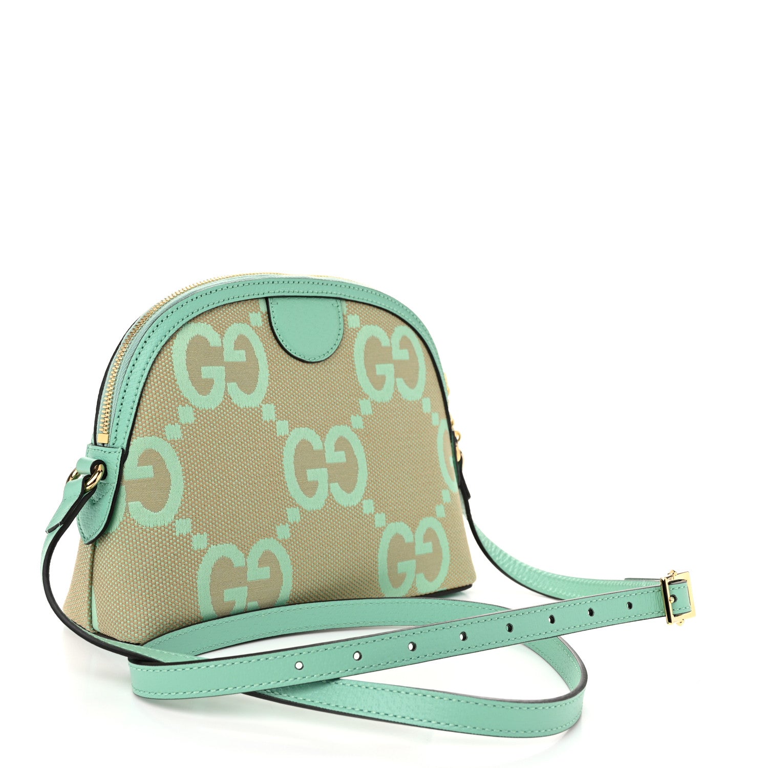 Gucci Monogram Jumbo GG Textured Dollar Calfskin Small Ophidia Dome Shoulder Bag Beige Pepperlight Mint 3 of 9