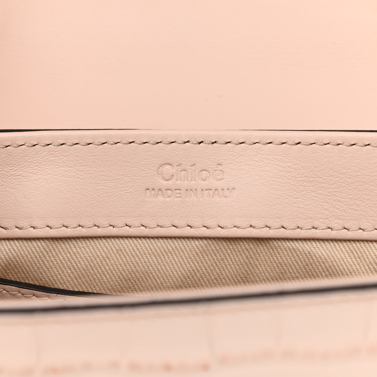 Calfskin Crocodile Embossed Mini C Double Carry Cement Pink