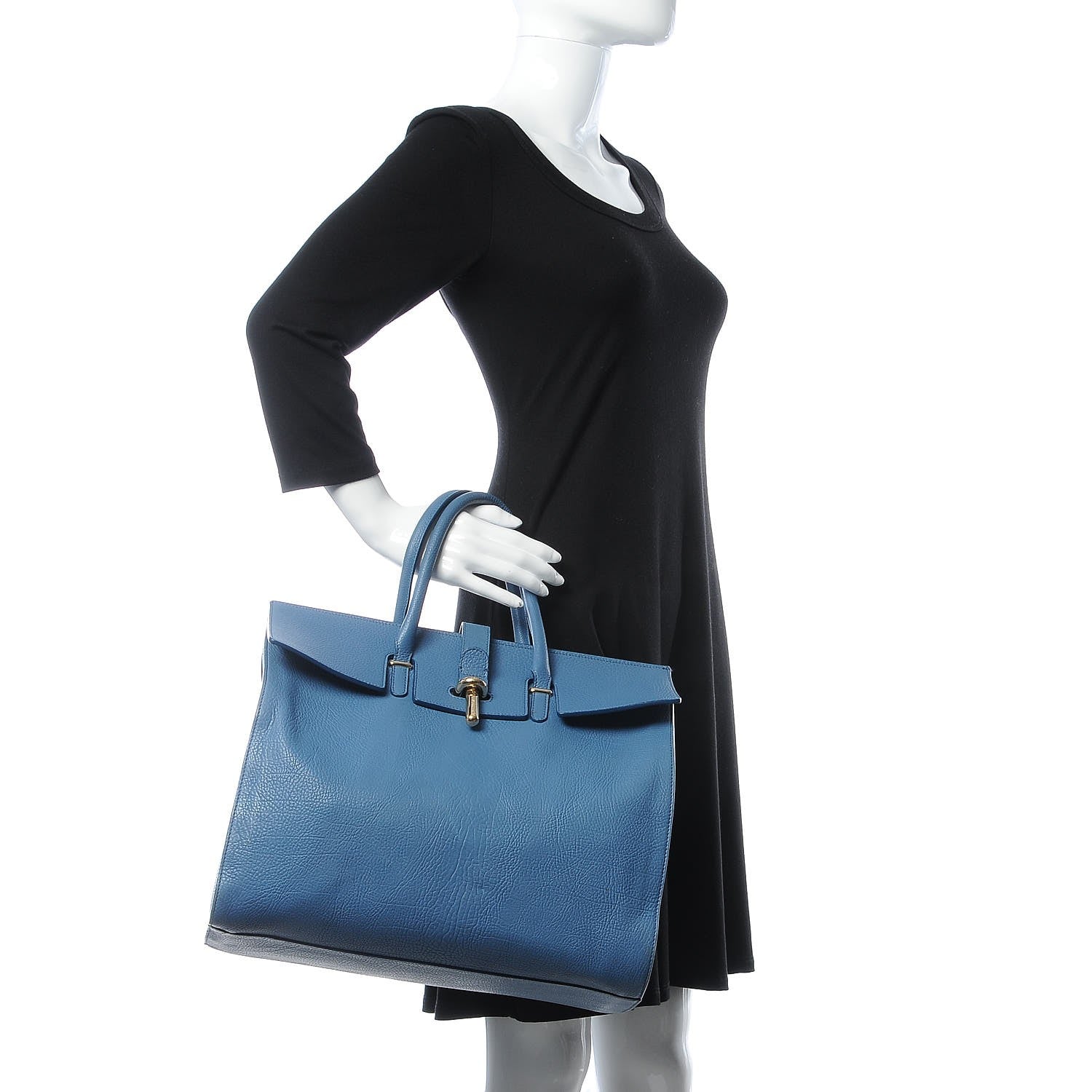 Balenciaga Grained Calfskin L Tube Round Tote Blue 2 of 14