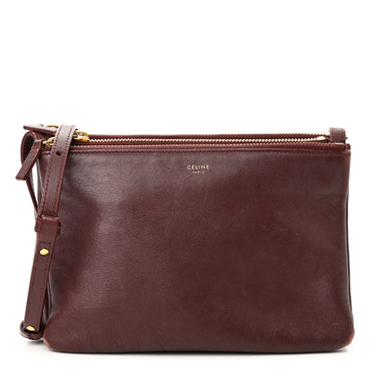 Celine Lambskin Large Trio Crossbody Bag Burgundy 1 of 14