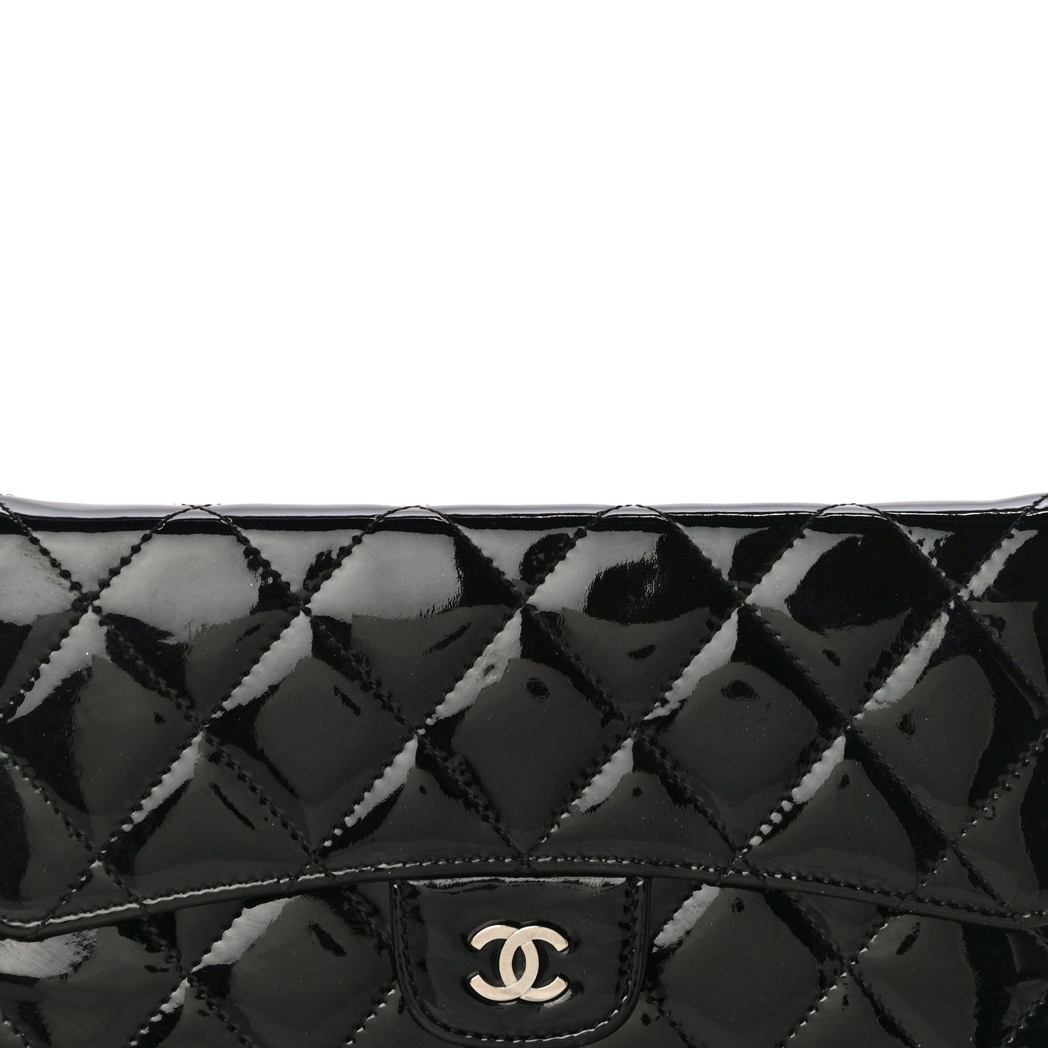 Chanel Patent Quilted Large Flap Wallet Black 11 of 16