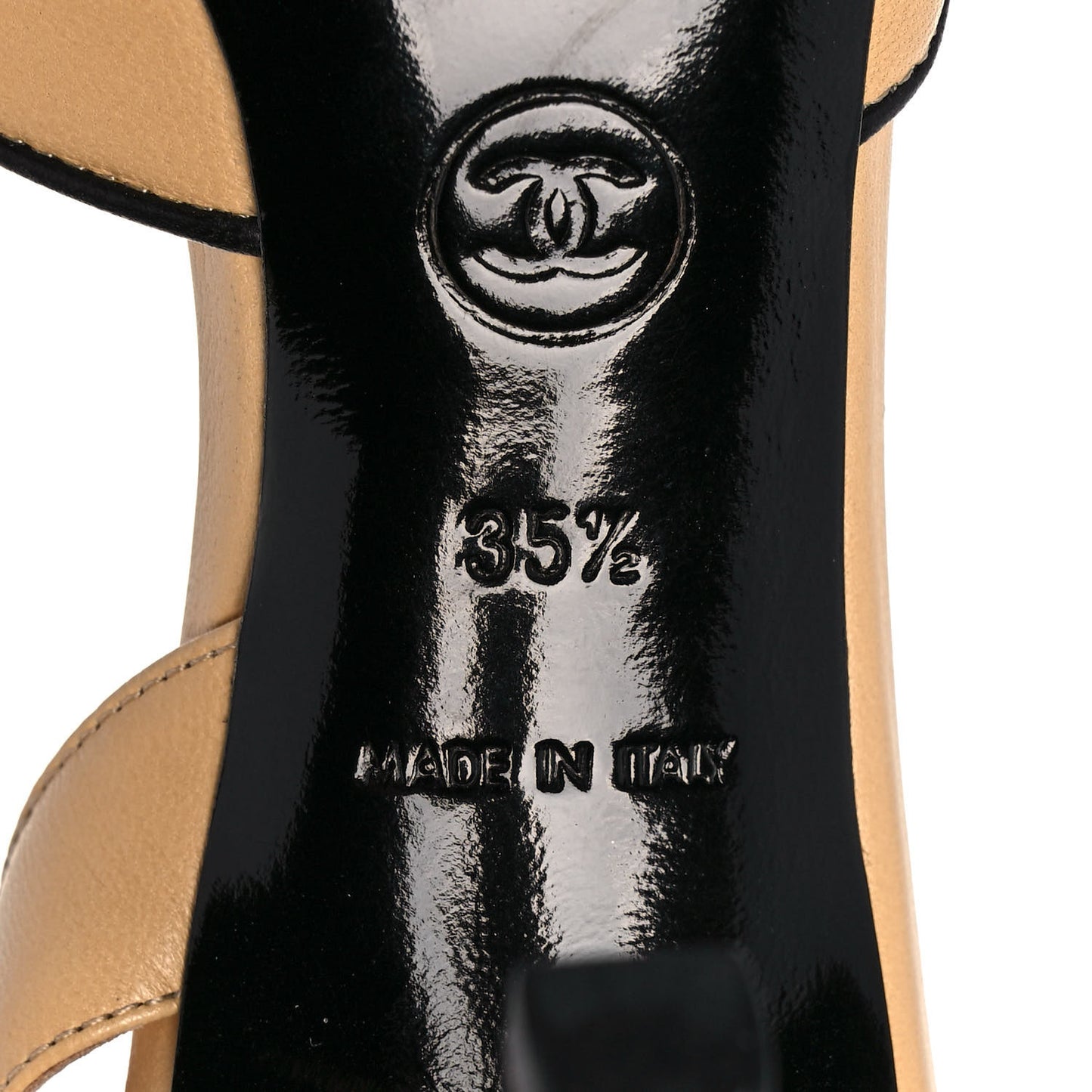 Lambskin Cap Toe CC Bow Slingback Pumps 35.5 Beige Black