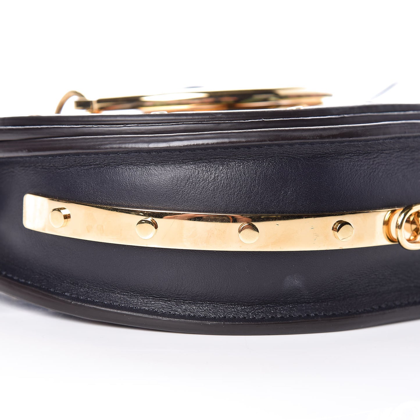 Calfskin Floral Print Small Nile Bracelet Minaudiere Bag Full Blue