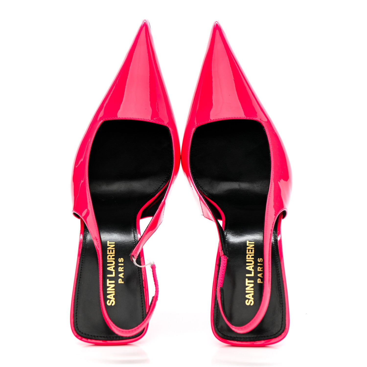 Saint Laurent Patent Calfskin Kiss 105 Slingback Pumps 39.5 Highlighter Coral 2 of 10
