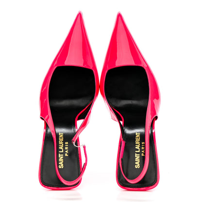 Saint Laurent Patent Calfskin Kiss 105 Slingback Pumps 39.5 Highlighter Coral 2 of 10