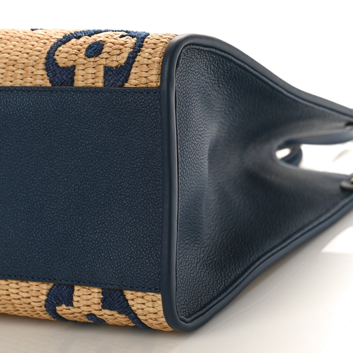 Raffia Calfskin Monogram Giant Onthego MM Blue