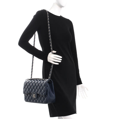 Chanel Caviar Quilted Jumbo Double Flap Navy Blue 2 of 11