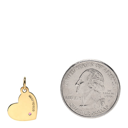 Tiffany 18K Yellow Gold Pink Sapphire Heart Tag Pendant 3 of 3