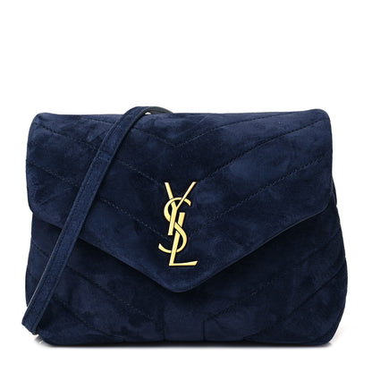 Saint Laurent Suede Toy Loulou Shoulder Bag Deep Marine 1 of 9