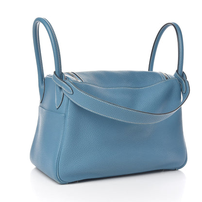 Hermes Taurillon Clemence Lindy 30 Blue Jean 3 of 13