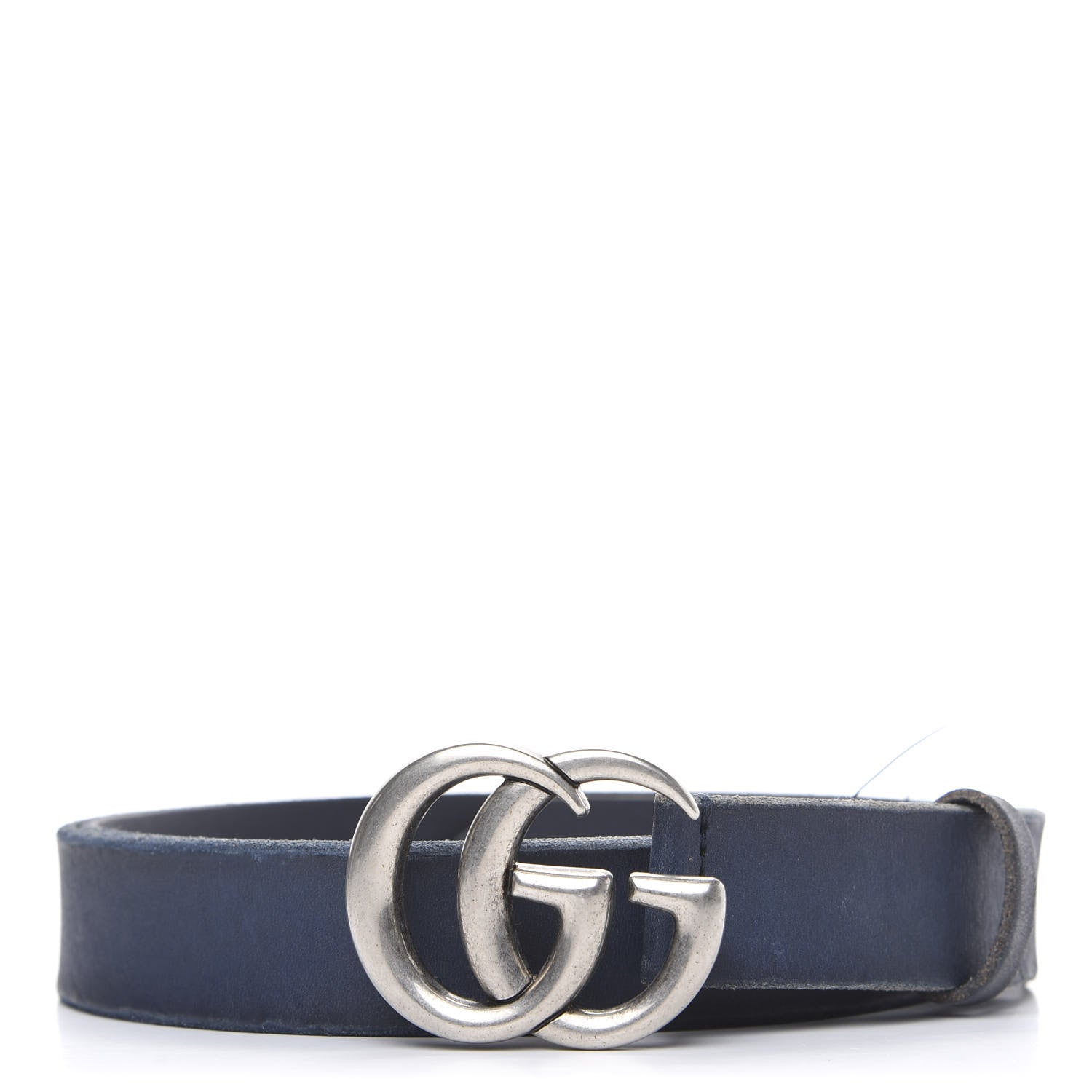 Gucci Cuoio Toscano Nickel Double G 30mm Belt 110 44 Blue 1 of 5