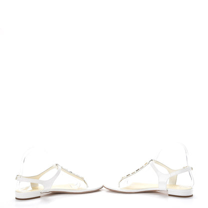 Chanel Lambskin Logo Thong Sandals 38 White 5 of 13