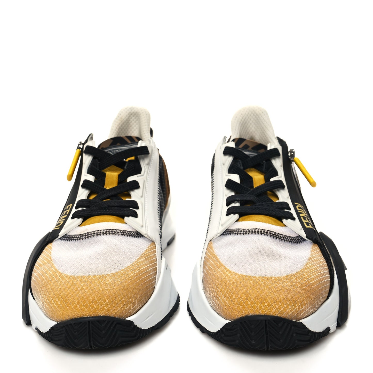 Nylon Suede Transparent Mens Fendi Flow Low Top Sneakers 7 Black Limone Tobacco