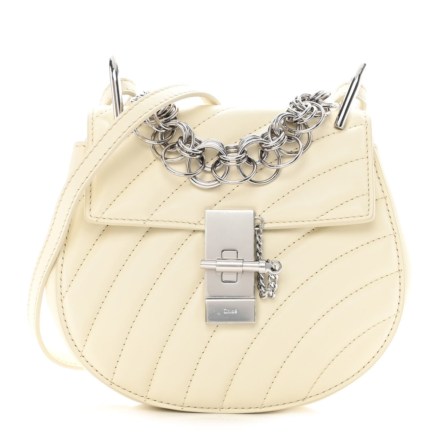 Calfskin Quilted Mini Drew Bijou Shoulder Bag Natural White