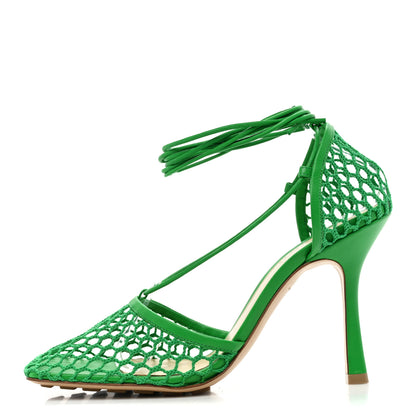 Bottega Veneta Mesh Nappa Stretch Ankle Tie 90mm Sandals 40 Grass 1 of 7