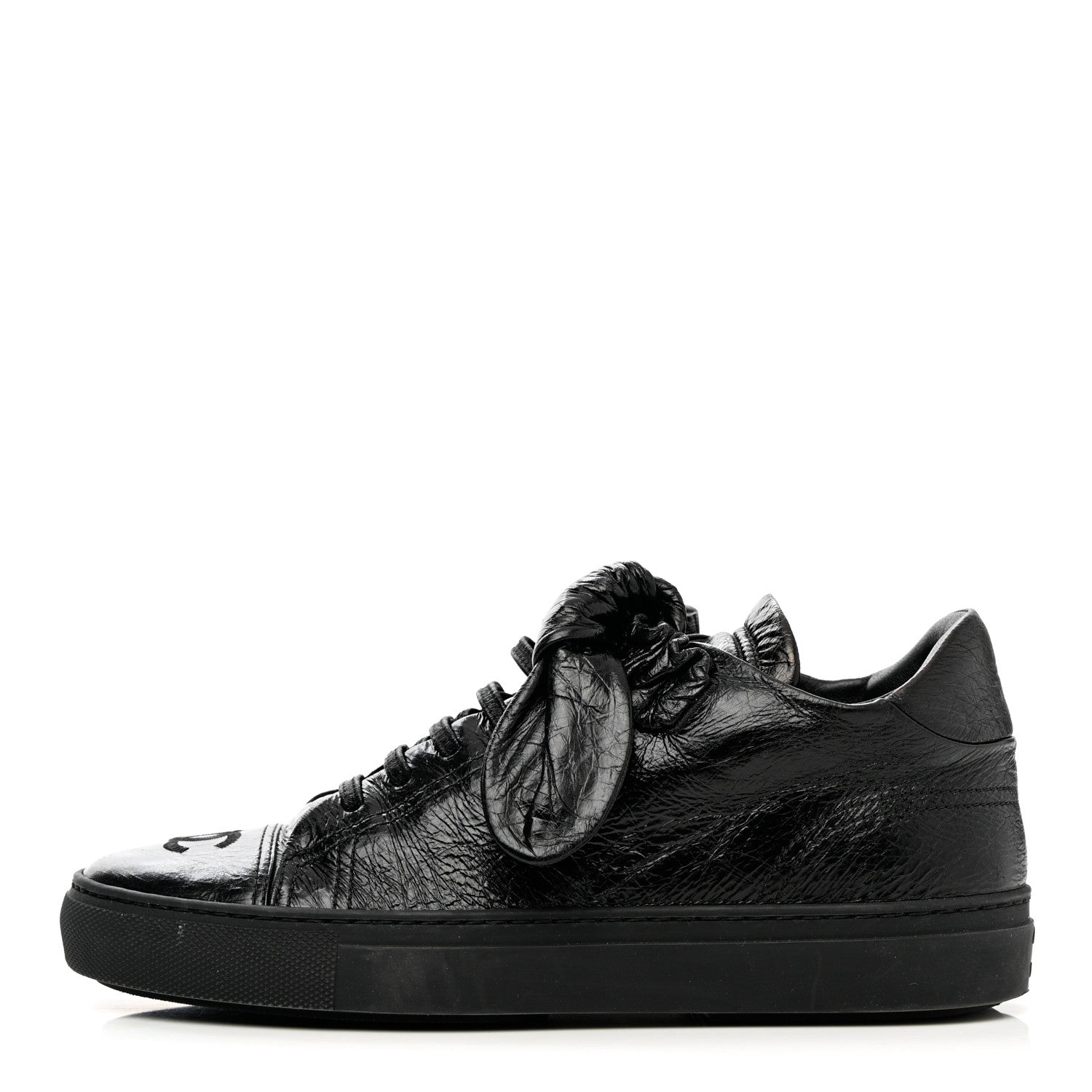 Chanel Crumpled Calfskin Womens CC Bow Sneakers 37 Black 1 of 13