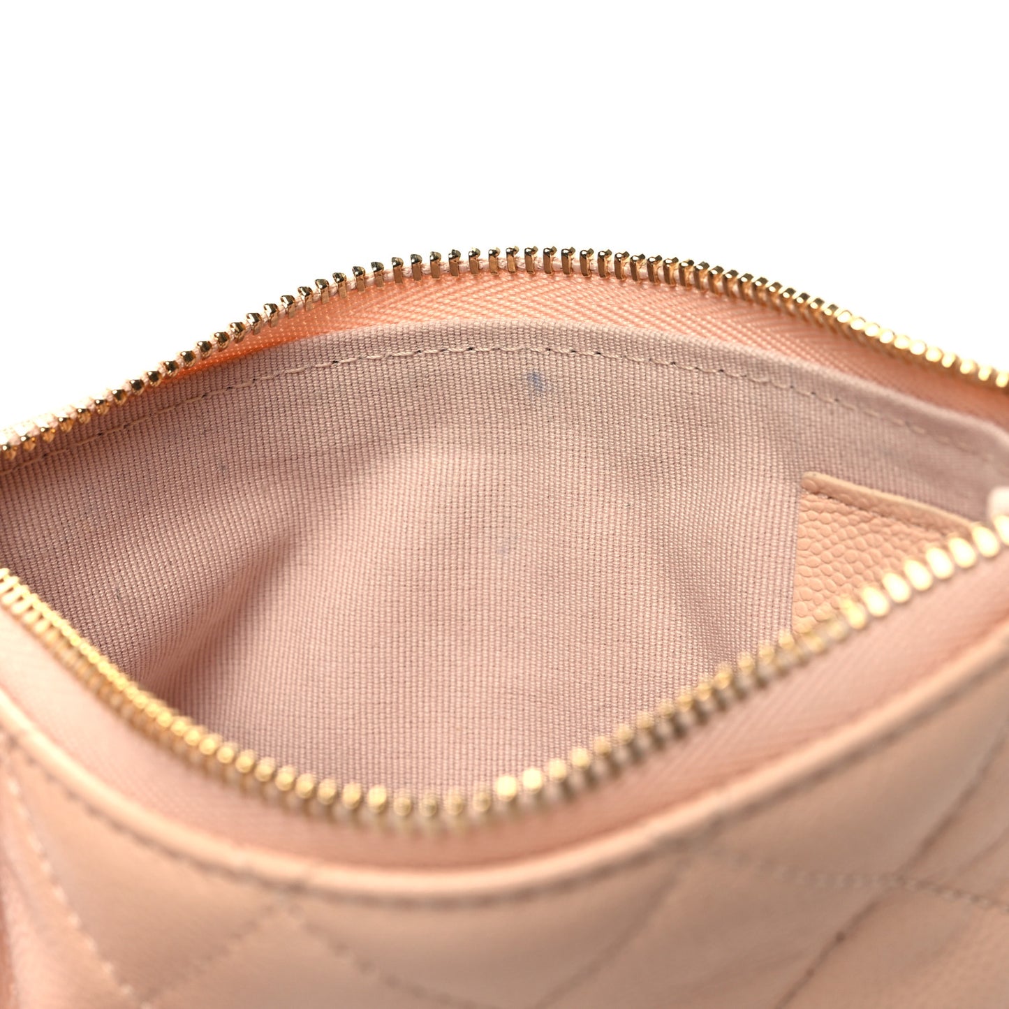 Caviar Quilted Small Cosmetic Case Light Beige