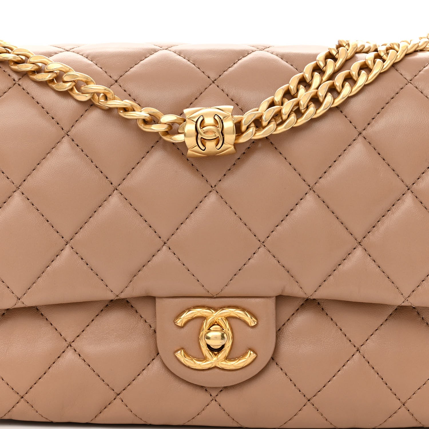 Chanel Lambskin Quilted Medium Pillow Crush Flap Beige 8 of 11