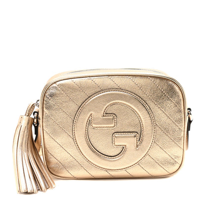 Gucci Metallic Sakai Be Green Calfskin Diagonal Stitched Small Blondie Shoulder Bag Golden Beige 1 of 10