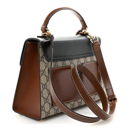 Gucci GG Supreme Monogram Calfskin Small Padlock Top Handle Bag Beige Black Cuir 3 of 10