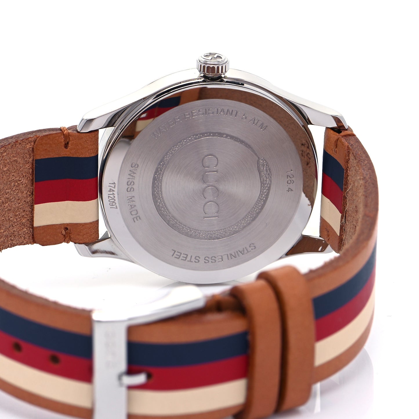 Stainless Steel Calfskin 38mm G-Timeless Stripe Web Quartz Watch Brown