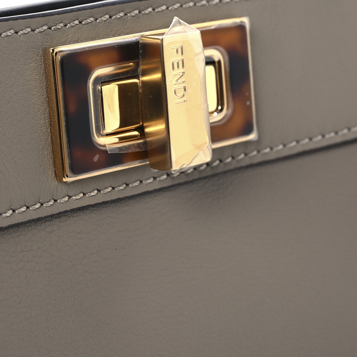Fendi Vitello Seta Shiny Nappa Plexiglass Bi-Color Small Peekaboo I SEE U Satchel Tartaruga Black 12 of 12