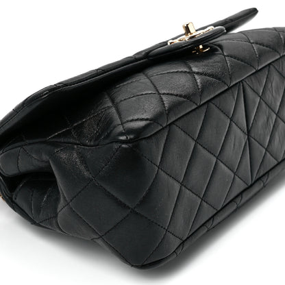 Chanel Lambskin Snakeskin Quilted Frame Flap Black 11 of 13