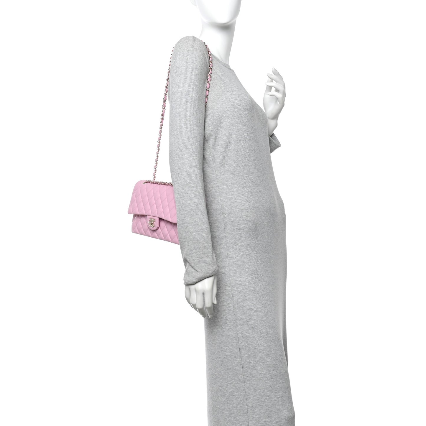 Caviar Quilted Medium Double Flap Pink