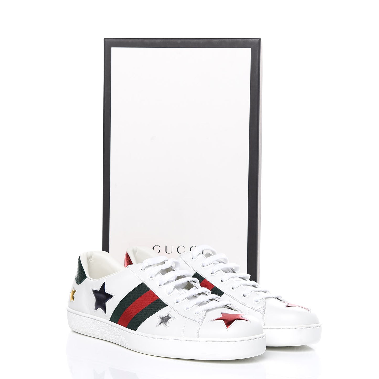 Calfskin Ayers Web Star Embroidered Mens Ace Sneakers 10 White Multi