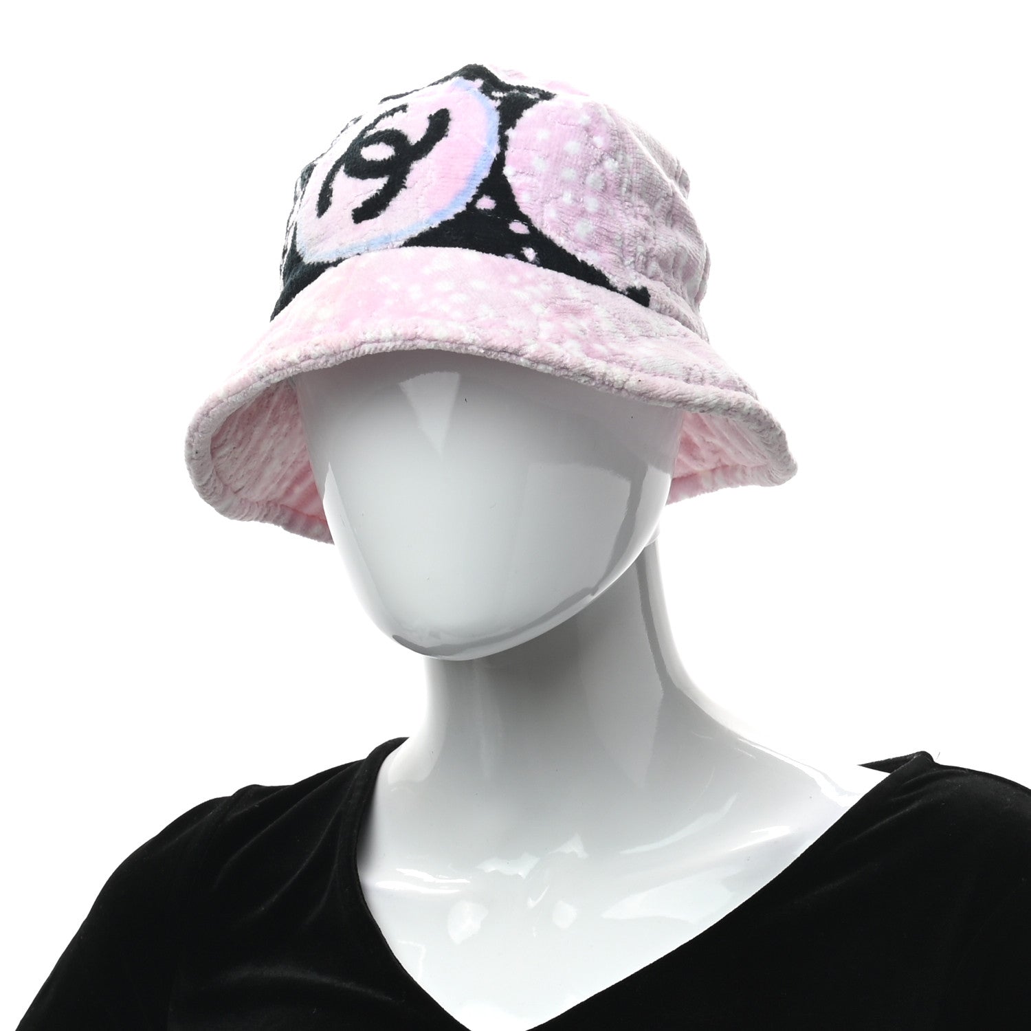 Chanel Terry Cloth CC Bucket Hat S Pink Black 2 of 8