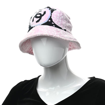 Chanel Terry Cloth CC Bucket Hat S Pink Black 2 of 8