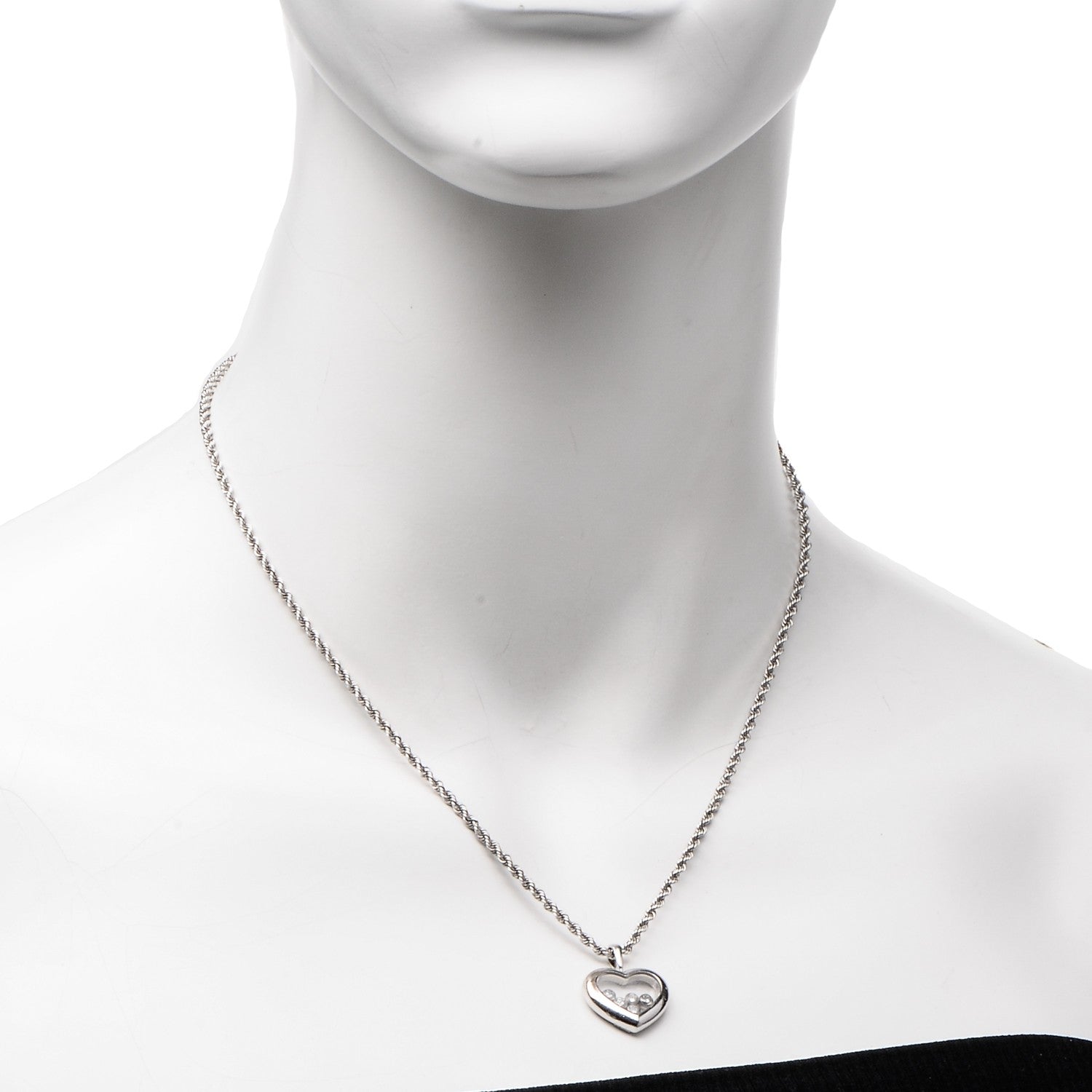 Chopard 18K White Gold 5 Happy Diamonds Icons Heart Pendant Necklace 2 of 7