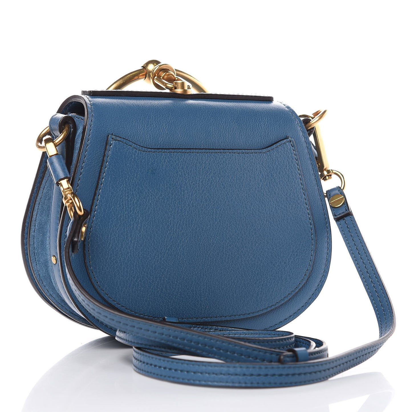 Calfskin Suede Small Nile Bracelet Bag Vinyl Blue