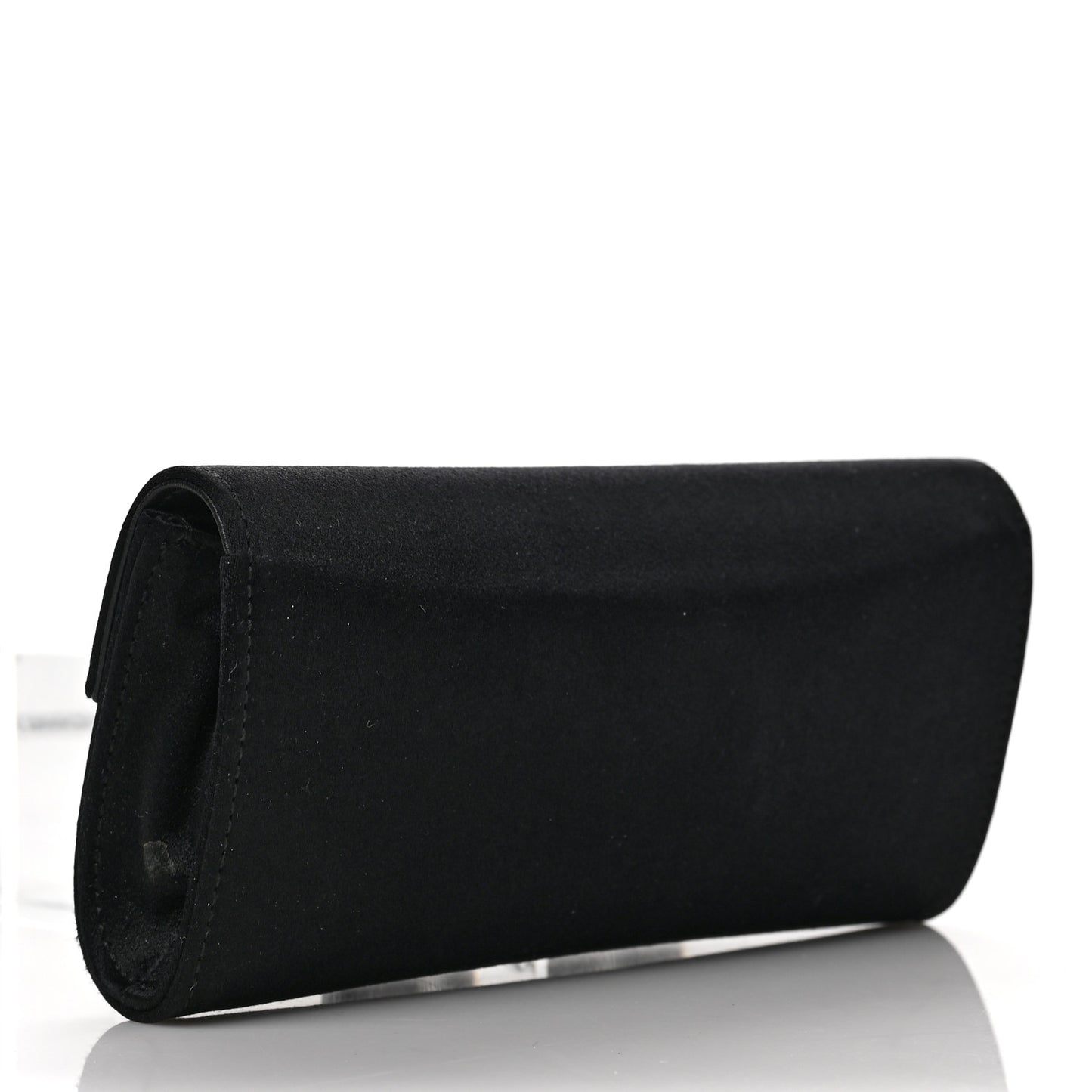 Satin Padlock Clutch Black