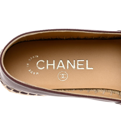 Chanel Lambskin CC Espadrilles 37 Burgundy Black 7 of 9