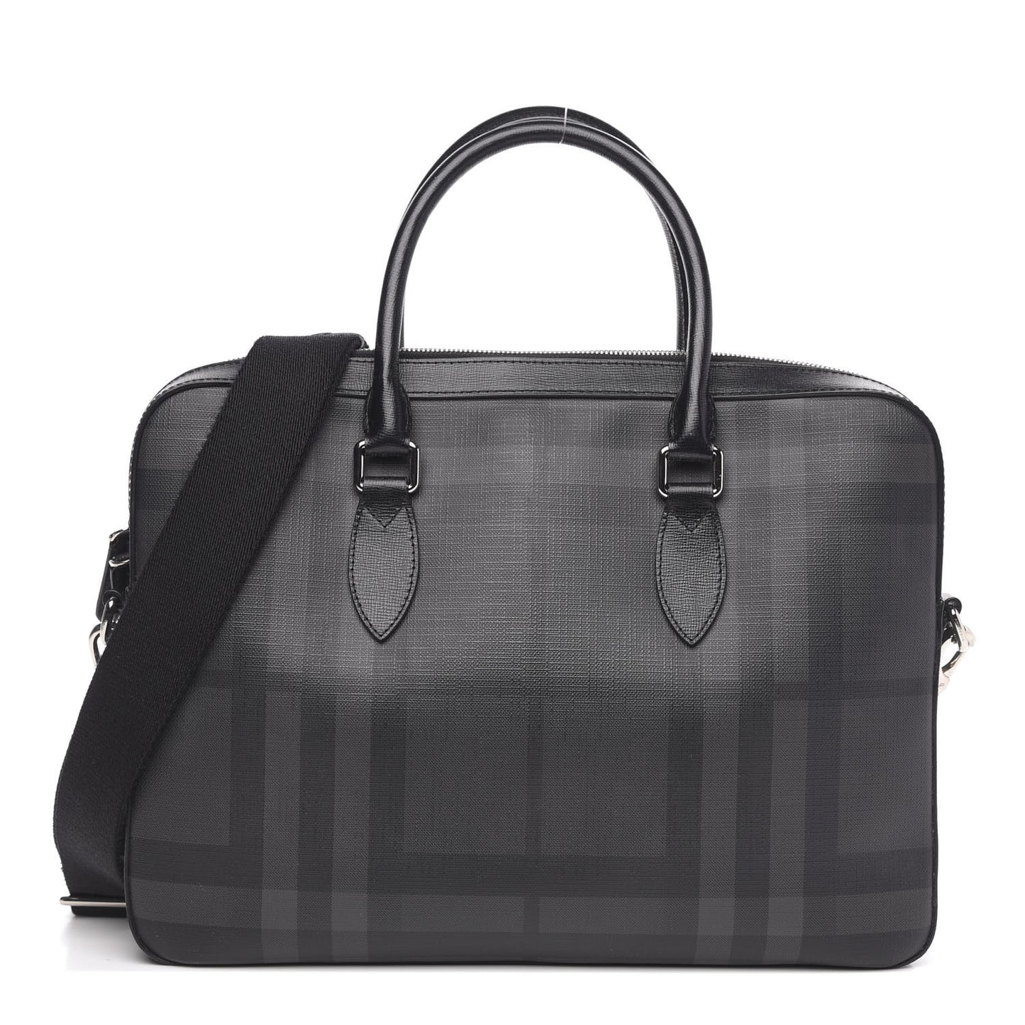London Check Large Briefcase Black