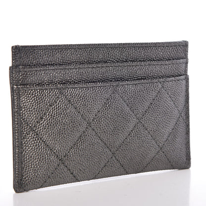 Chanel Metallic Caviar Quilted CC Card Holder Dark Silver 3 of 9